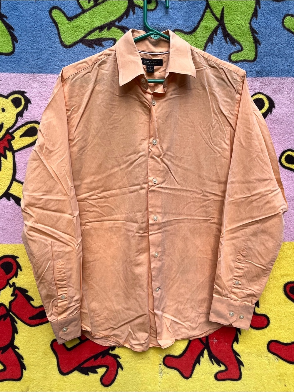 Banana Republic Men’s Peach Button-Up Dress Shirt work going out summer
